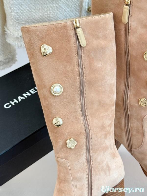 Chanel 25K Double C Metal Buckle High Heel Boots - KFY00530