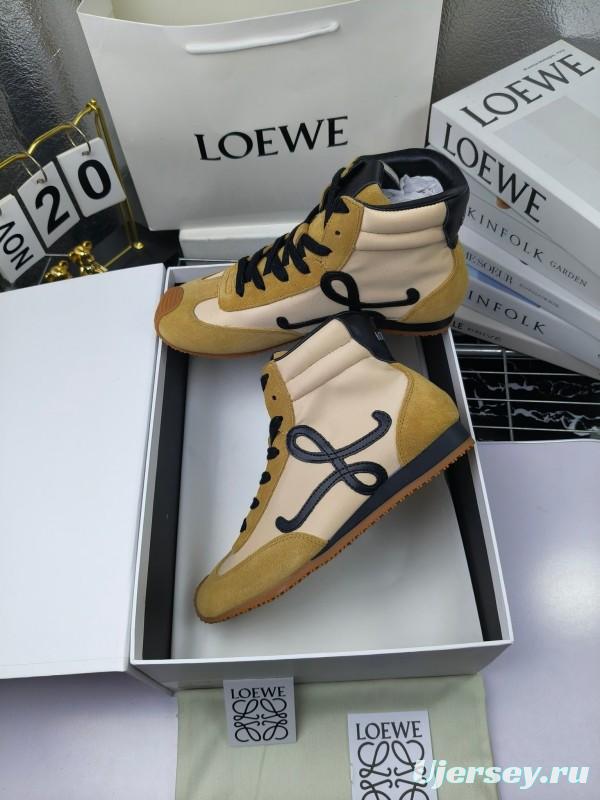 LOEWE High-Top German Training Sneakers Retro Fashion Casual White Shoes - LY00330