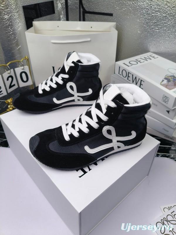 LOEWE High-Top German Training Sneakers Retro Fashion Casual White Shoes - LY00330