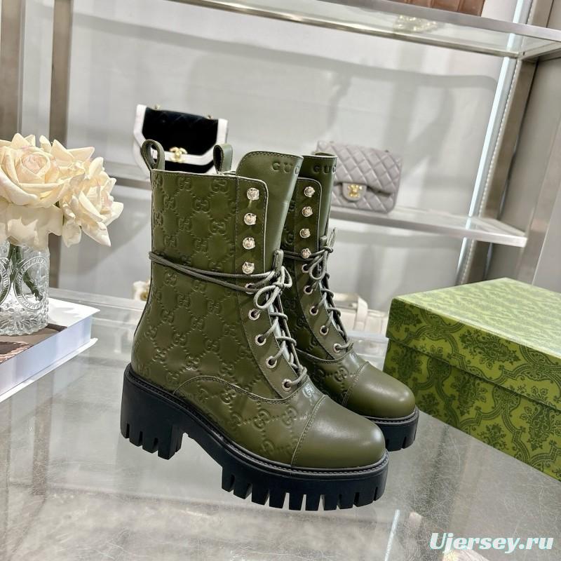 Gucci GG Lace-Up Ankle Boots in Calfskin - LY00380