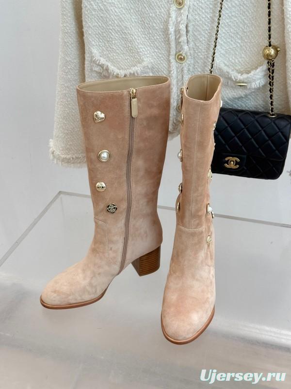 Chanel 25K Double C Metal Buckle High Heel Boots - KFY00530