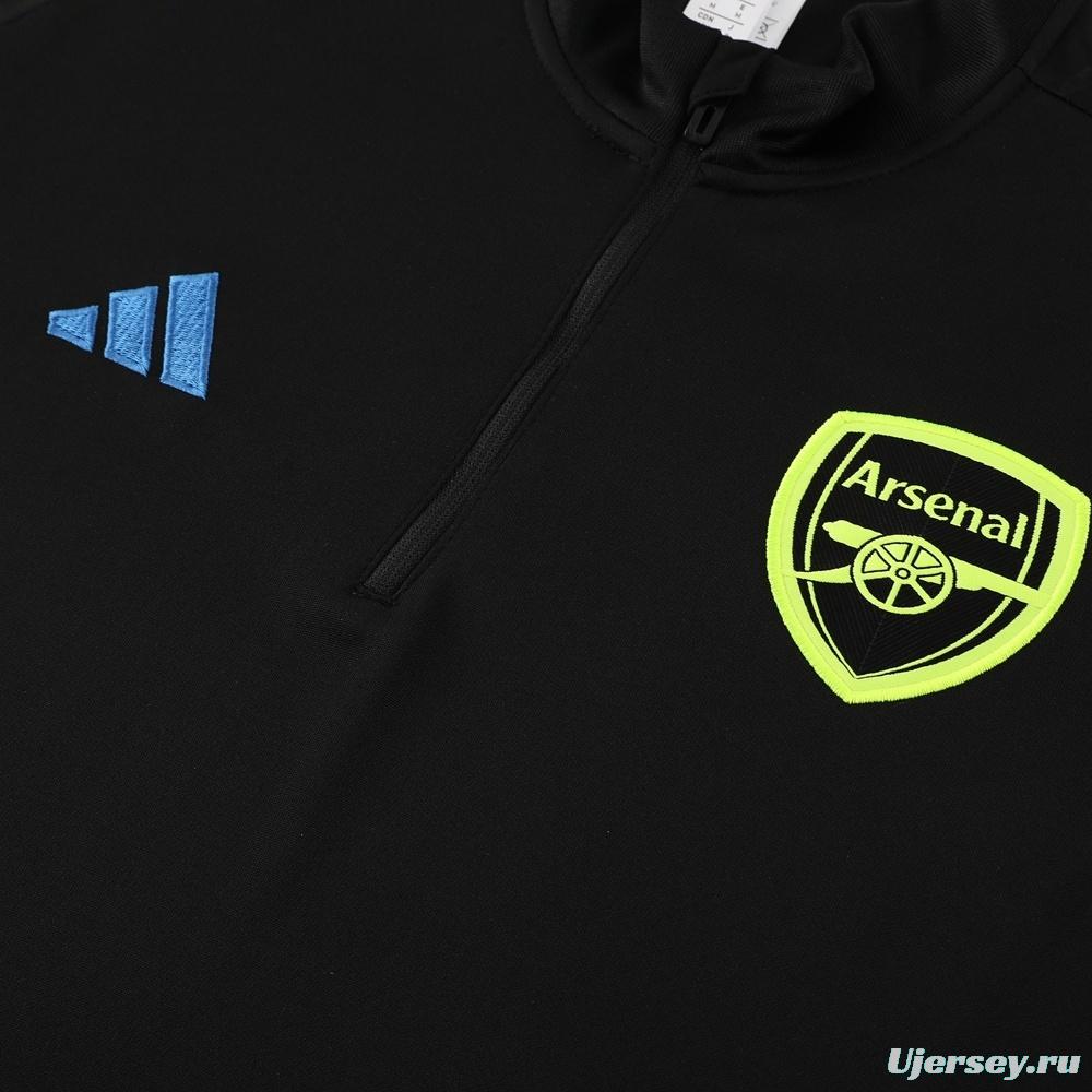 23/24 Arsenal Black S-2XL Half Zipper Jacket+Long Pants