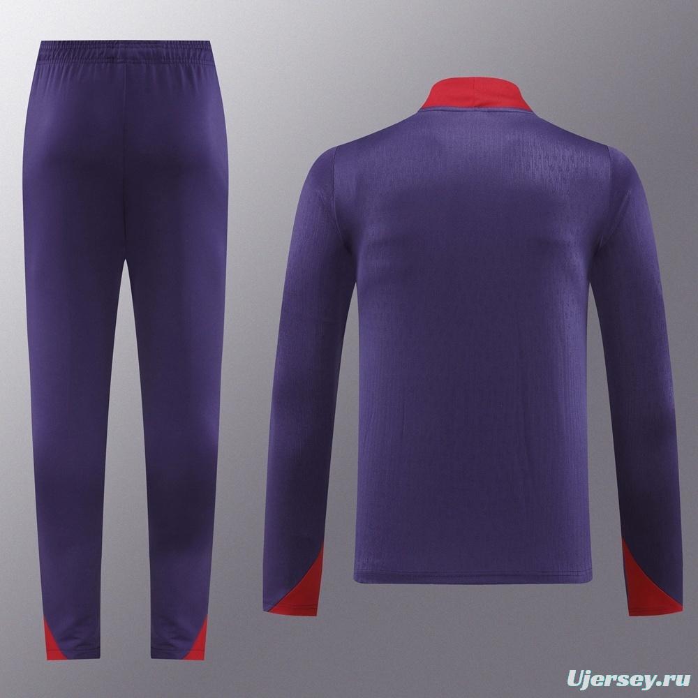 2025 England Purple Half Zipper Jacket+Long Pants
