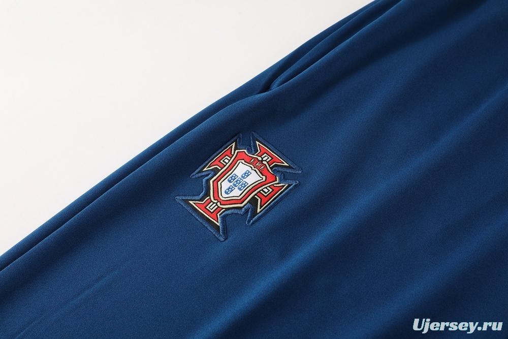 2025 Portugal Royal Blue Half Zipper Jacket+Long Pants