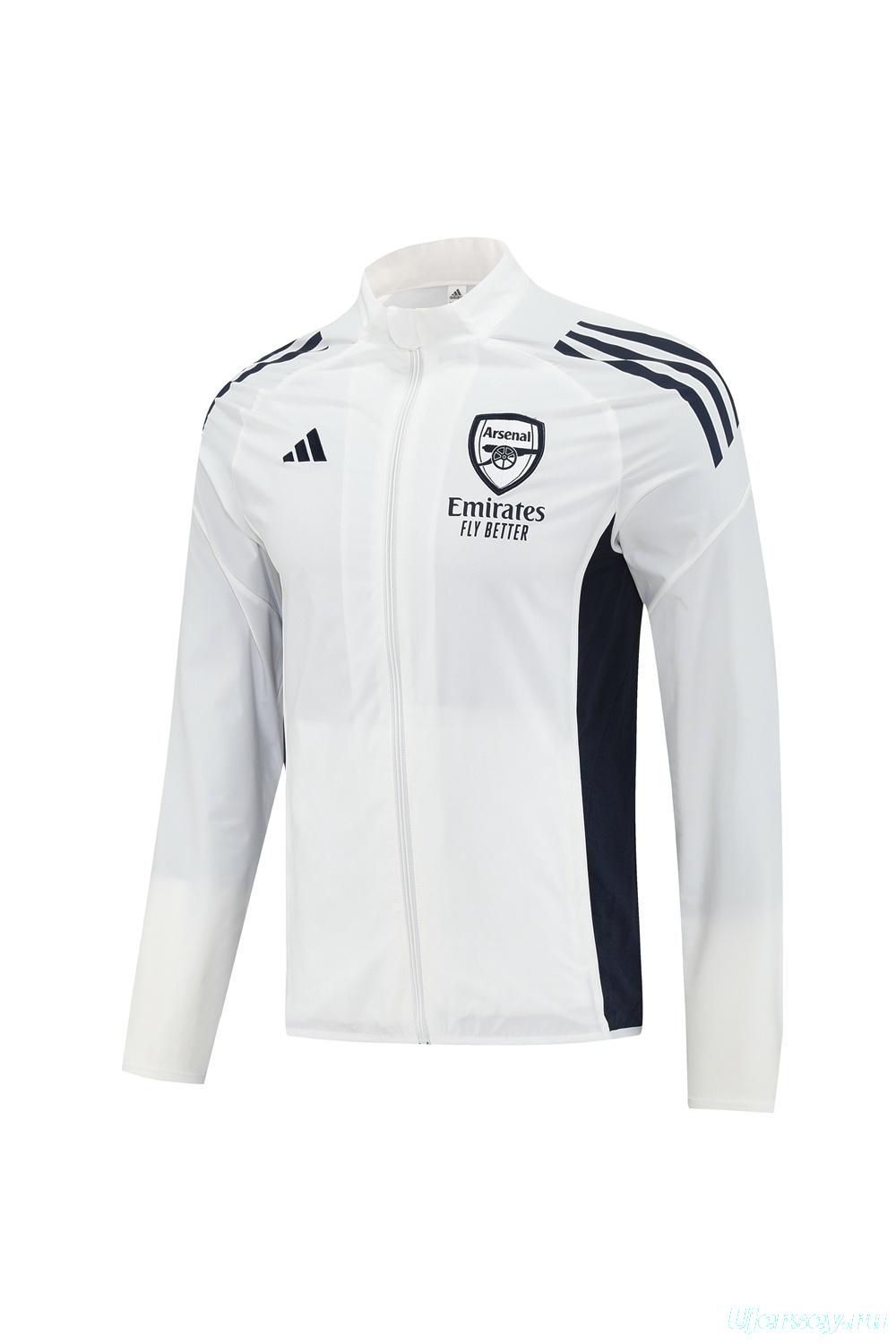 25/26 Arsenal White S-2XL Half Zipper Jacket+Long Pants