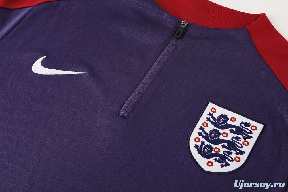 2025 England Purple Half Zipper Jacket+Long Pants