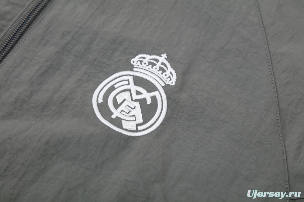 25/26 Real Madrid Grey S-3XL Half Zipper Jacket+Long Pants
