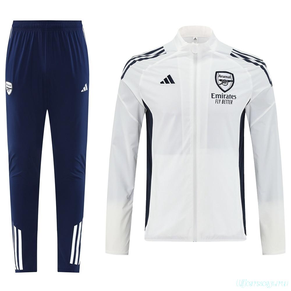 25/26 Arsenal White S-2XL Half Zipper Jacket+Long Pants