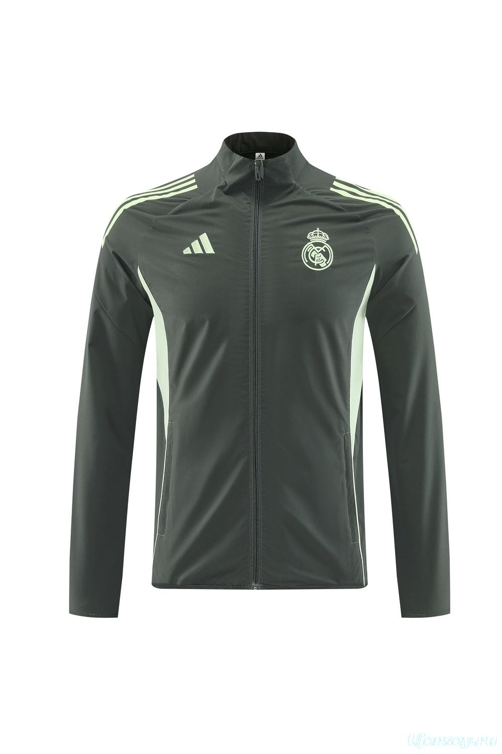 25/26 Real Madrid Dark Green Half Zipper Jacket+Long Pants S-3XL