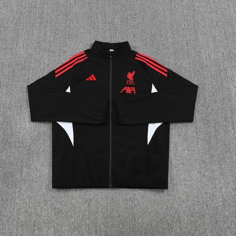 25/26 Liverpool Black S-2XL Half Zipper Jacket+Long Pants