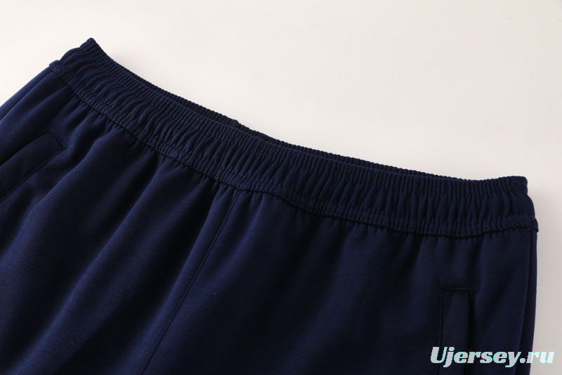 25/26 Real Madrid Royal Blue Half Zipper Jacket+Long Pants S-2XL