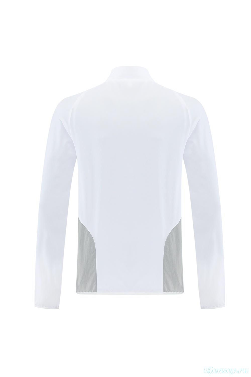 25/26 Real Madrid White Half Zipper Jacket+Long Pants S-3XL