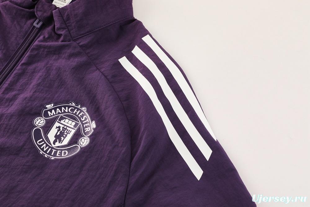 25/26 Manchester United Purple S-2XL Half Zipper Jacket+Long Pants