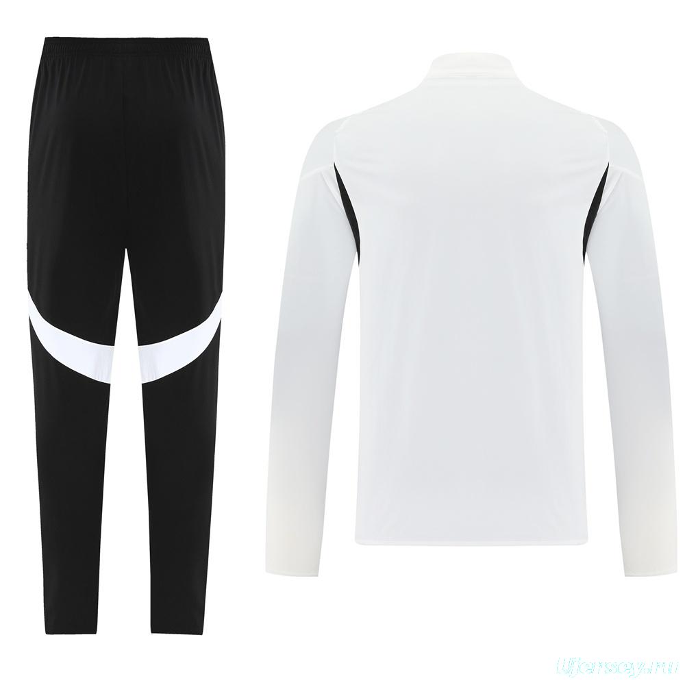 25/26 Manchester United White S-3XL Half Zipper Jacket+Long Pants