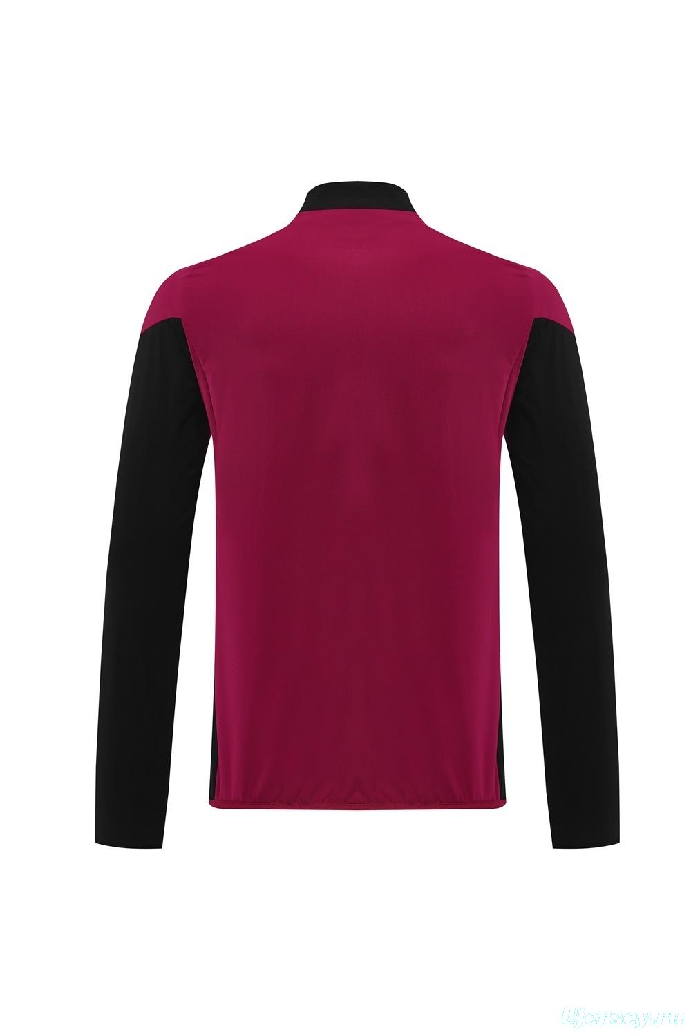 25/26 AS Roma Maroon S-3XL Half Zipper Jacket+Long Pants