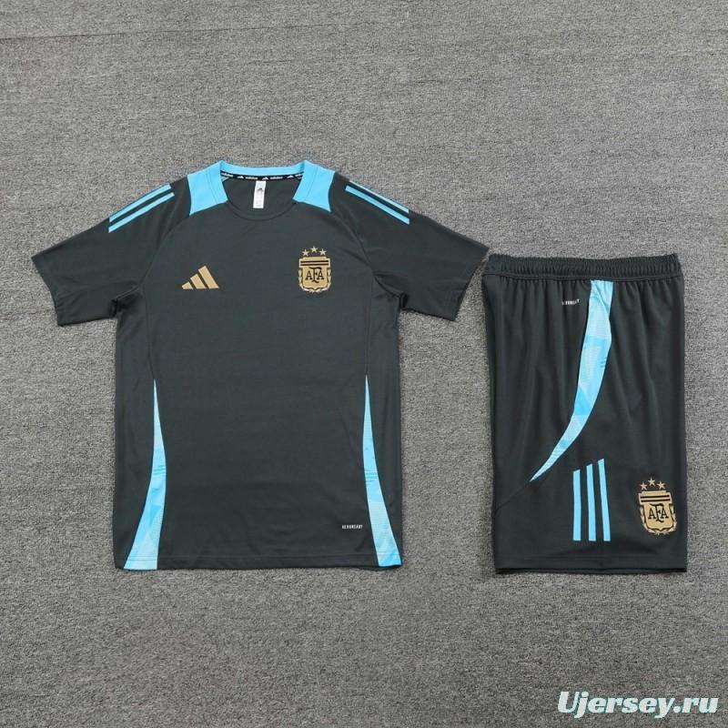 2025 Argentina Dark Gray Short Sleeve+Soccer Shorts