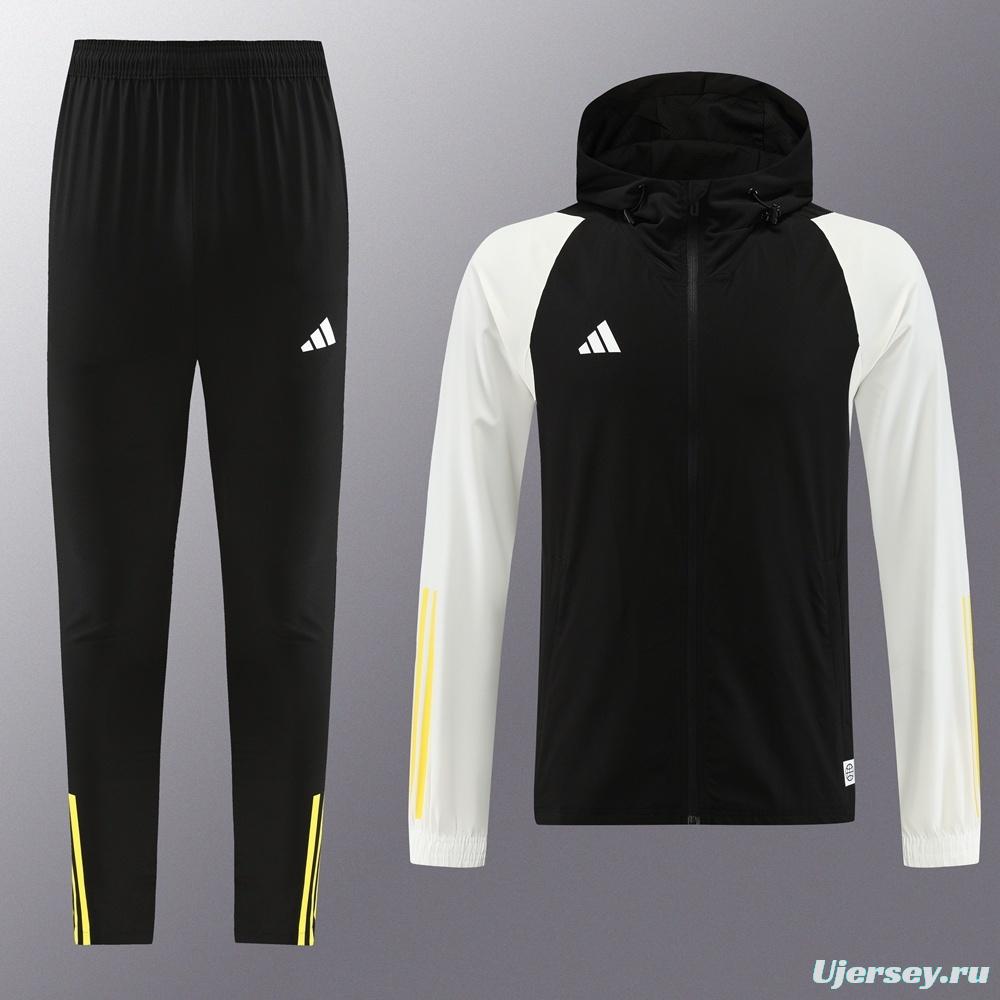 2025 Adidas Black White Half Zipper Jacket+Long Pants S-2XL