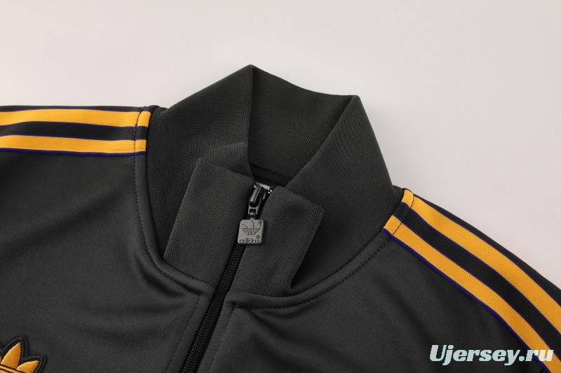 25/26 Manchester United 08 Dark Gray Half Zipper Jacket+Long Pants S-2XL