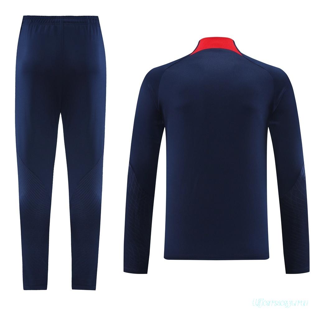 23/24 PSG Royal Blue S-2XL Half Zipper Jacket+Long Pants