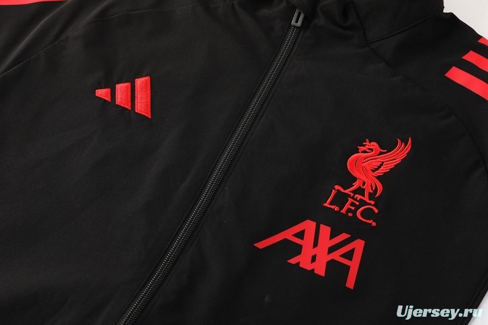25/26 Liverpool Black S-2XL Half Zipper Jacket+Long Pants