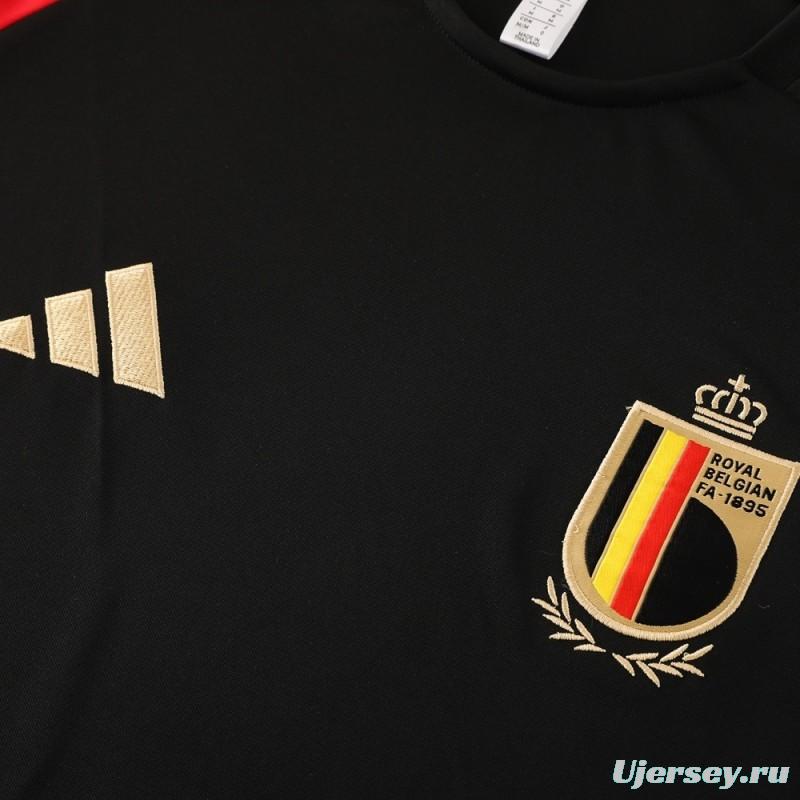 2025 Belgium Black Short Sleeve+Soccer Shorts