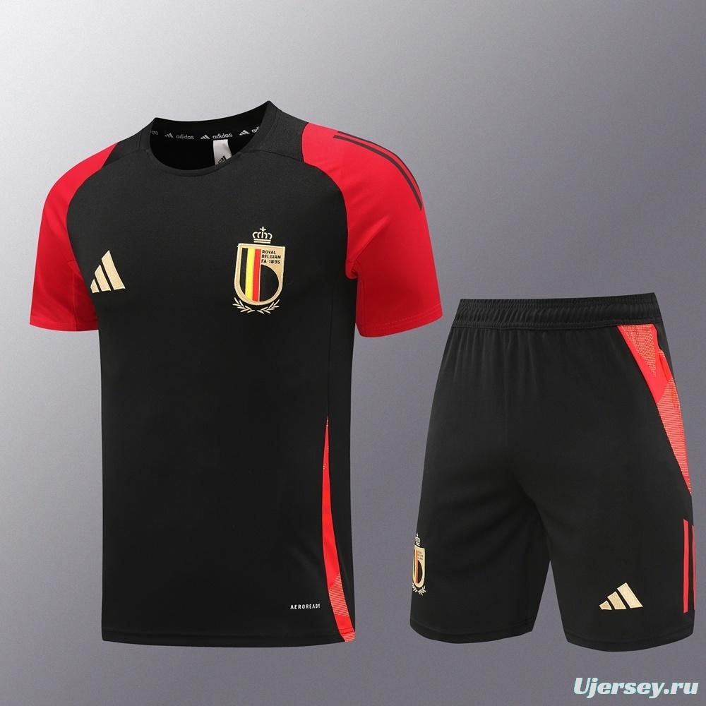 2025 Belgium Black Short Sleeve+Soccer Shorts
