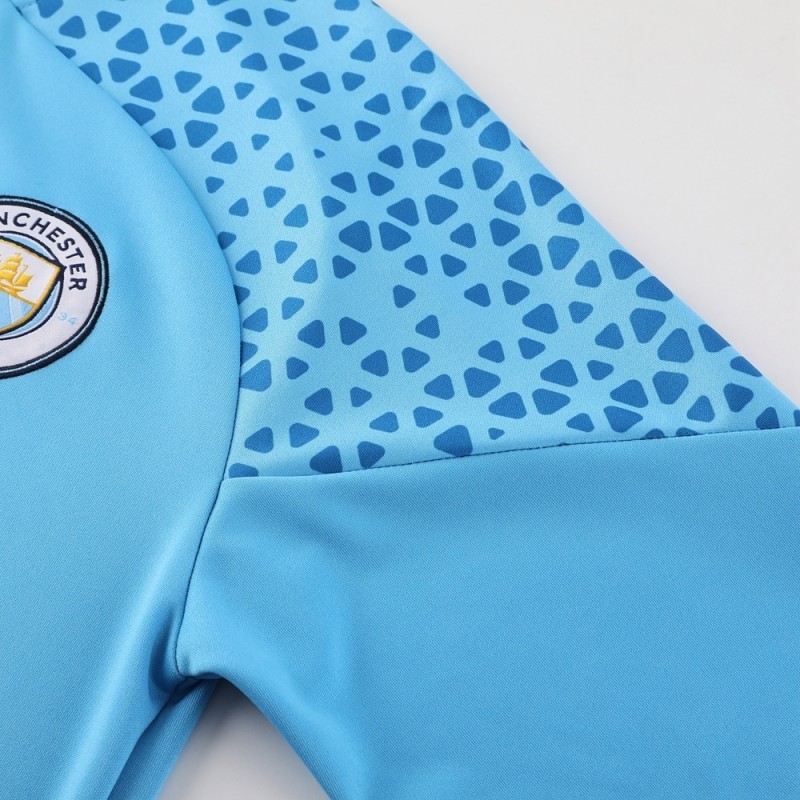 25/26  Manchester City Sky Blue Half Zipper Jacket+Long Pants