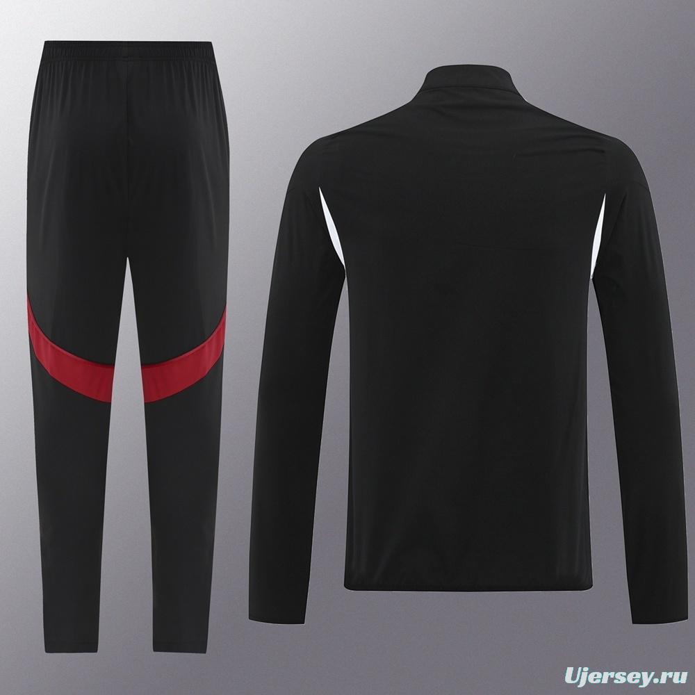 25/26 Liverpool Black S-2XL Half Zipper Jacket+Long Pants