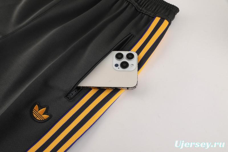 25/26 Manchester United 08 Dark Gray Half Zipper Jacket+Long Pants S-2XL