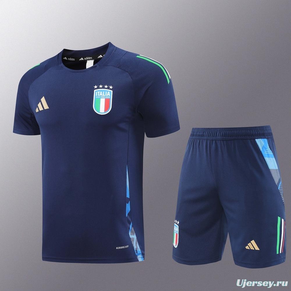 2025 Italy Royal Blue Short Sleeve+Soccer Shorts