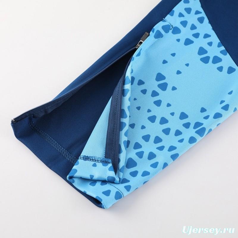 25/26  Manchester City Sky Blue Half Zipper Jacket+Long Pants