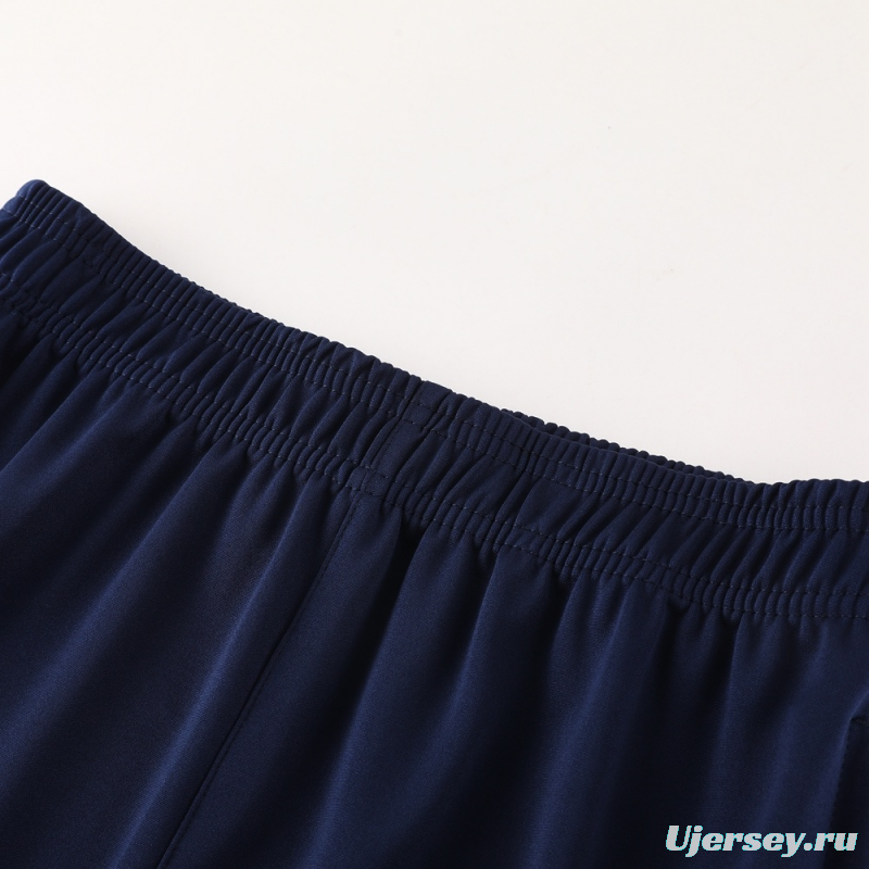 2025 France Royal Blue Half Zipper Jacket+Long Pants