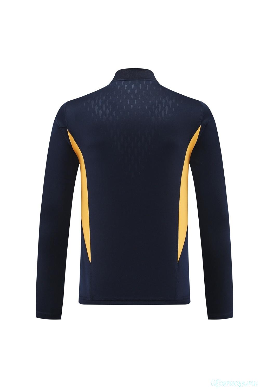 25/26 Real Madrid Royal Blue Half Zipper Jacket+Long Pants