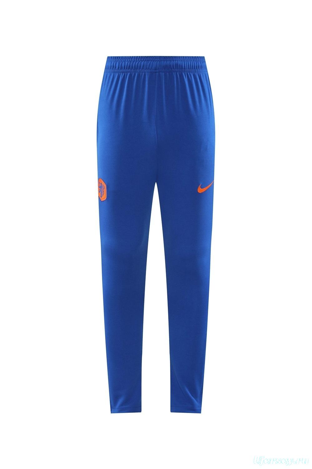 2025 Netherlands Blue Half Zipper Jacket+Long Pants