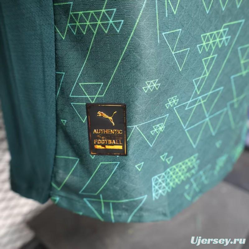 25/26 Player Version  Manchester City Third Dark Green with Geometric Triangle Pattern Jersey