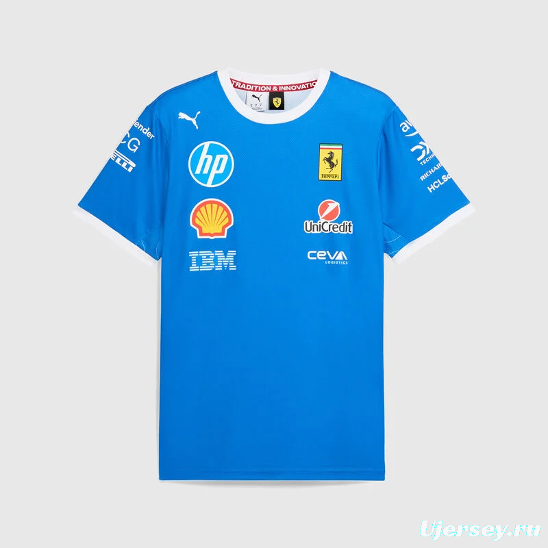 25/26 F1 Ferrari Racing Blue with Multi-Sponsor Design Jersey