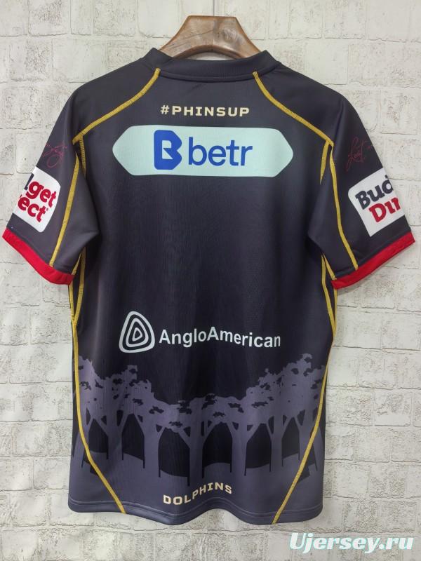 25/26 Redcliffe Dolphins Black with Sunset Pyramid Indigenous Jersey