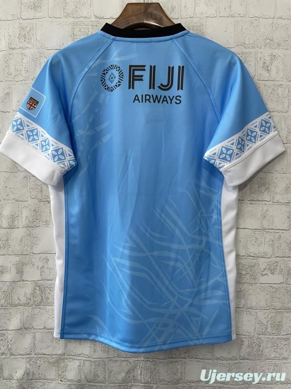 2026 Fiji Flying Fijians Sky Blue with Indigenous Patterns Jersey