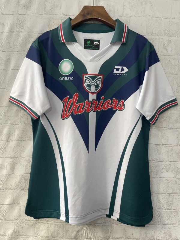 25/26 New Zealand Warriors White with Teal and Navy Chevron Jersey