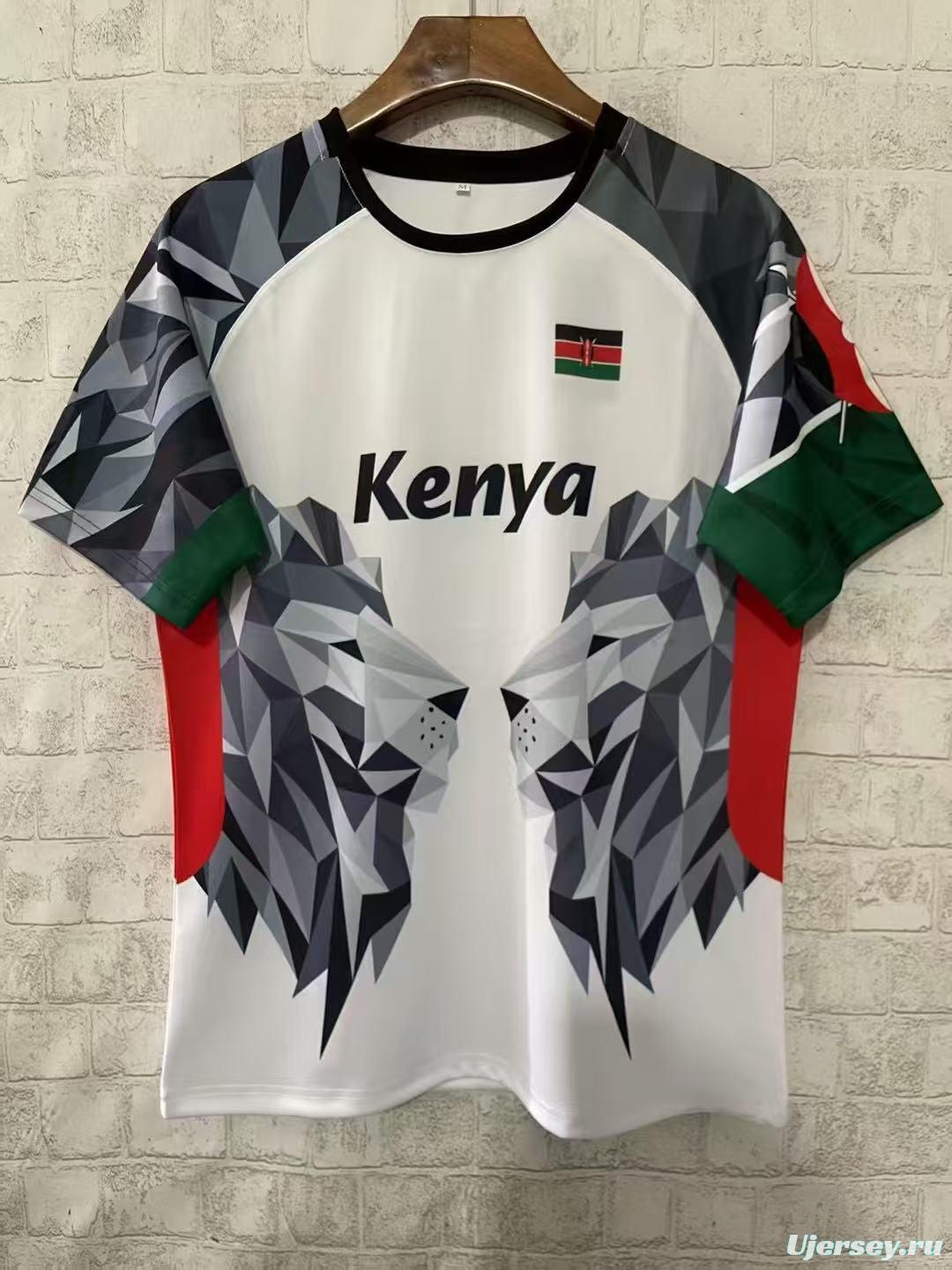 2026 Kenya White Geometric Lion Jersey