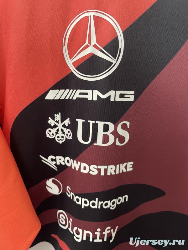 25/26 F1 Mercedes-AMG Petronas Burgundy with Black Floral Pattern Special Edition Jersey