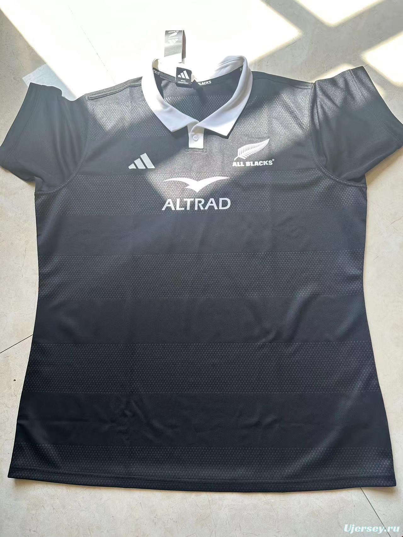 2026 New Zealand All Blacks Black with White Collar Jersey