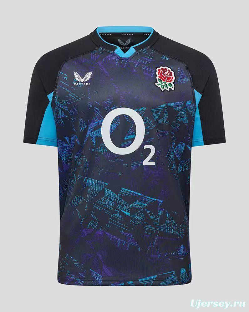 2026 England Rugby Navy with Blue Digital Cityscape Pattern Jersey