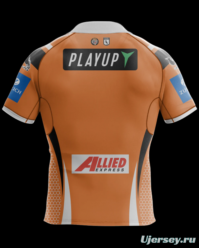 25/26 Wests Tigers Orange with Black Chevron and Honeycomb Pattern Jersey