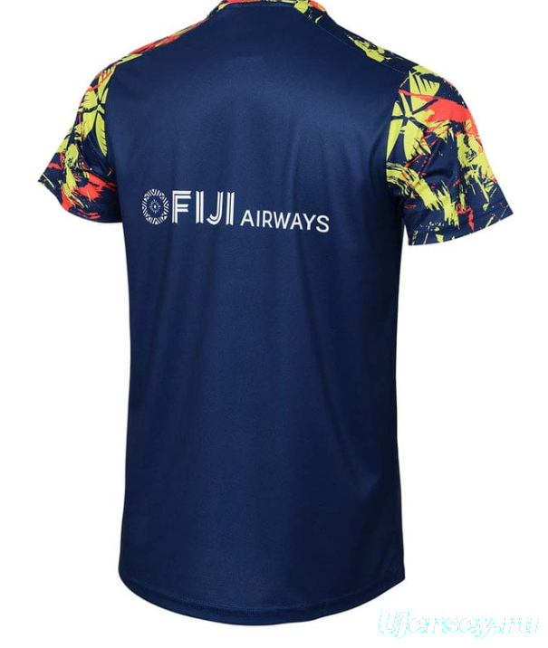 25/26 Fijian Drua Navy with Colorful Sleeves Training Jersey