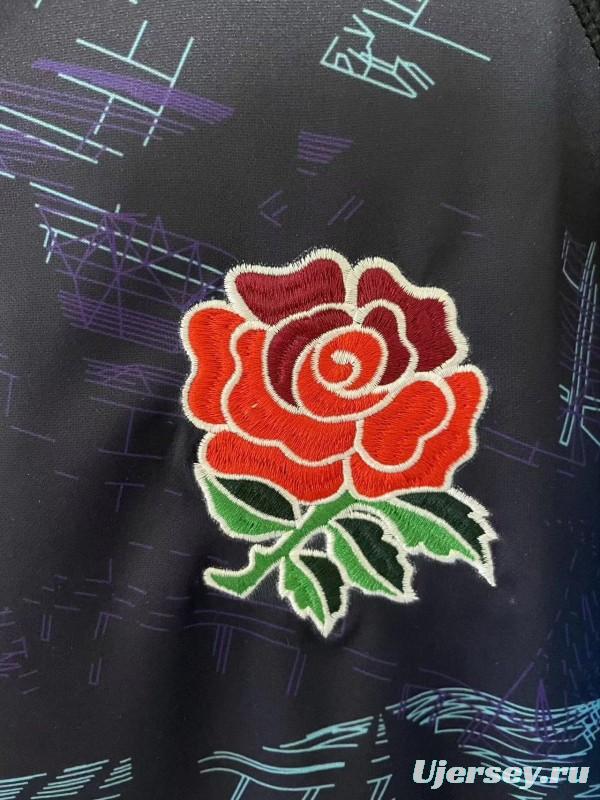 2026 England Rugby Navy with Blue Digital Cityscape Pattern Jersey