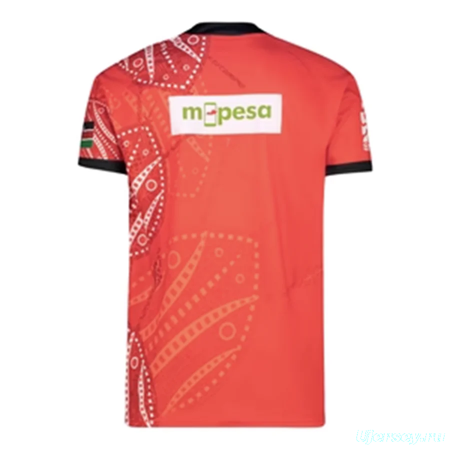 2026 Kenya Home Red with Black Trim and African Tribal Geometric Pattern Jersey