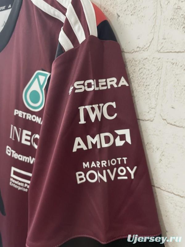 25/26 F1 Mercedes-AMG Petronas Burgundy with Black Floral Pattern Special Edition Jersey