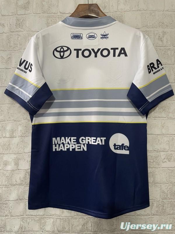 25/26 North Queensland Cowboys Navy with White and Grey Stripes Jersey