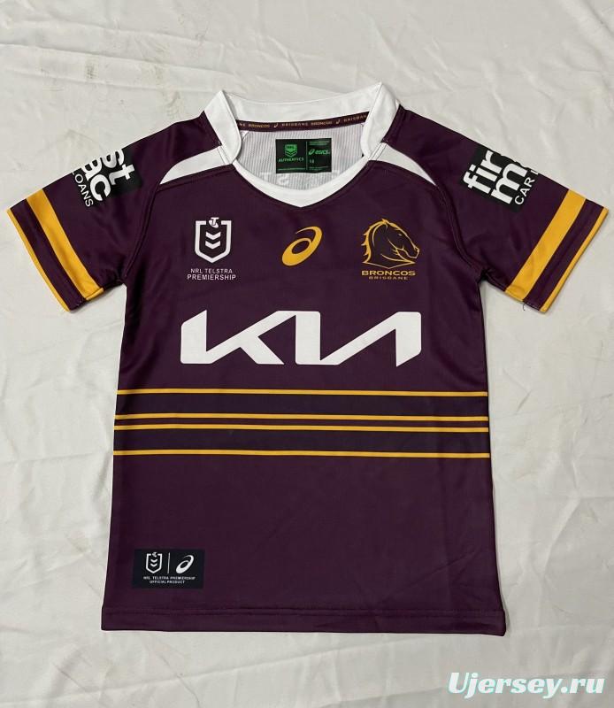25/26 Kids Brisbane Broncos Maroon with Gold Stripes Jersey
